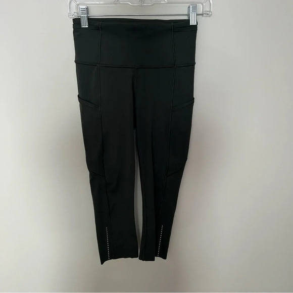 Lululemon Fast and Free High-Rise Crop 19 inch Dark Olive Size 4 - Picture 2 of 7